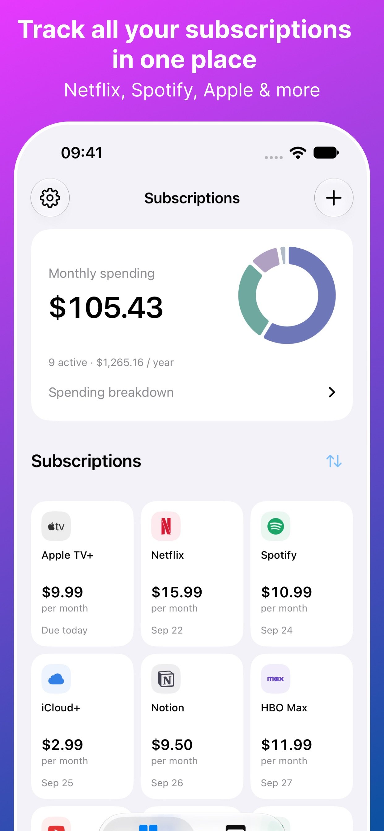 Subs subscription tracking app — overview